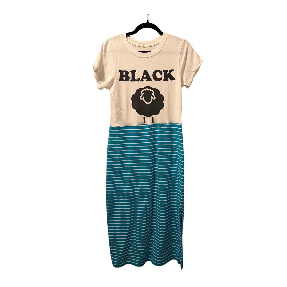 Black sheep dress upcycle with slit strips